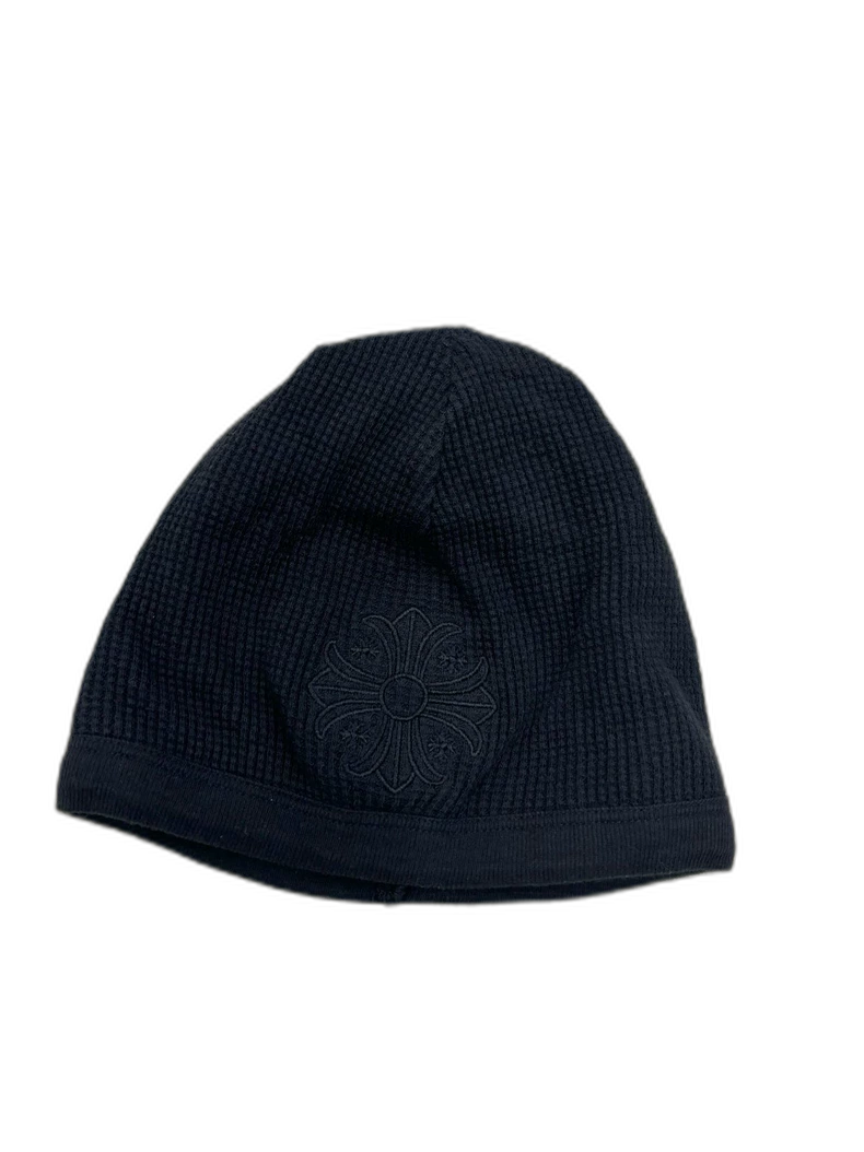 Chrome Hearts Black Waffle Cross Beanie Hat