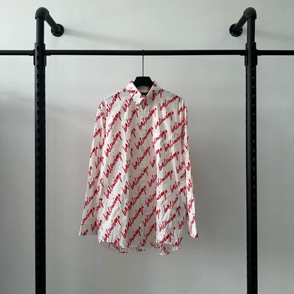 Balenciaga Logo Print Long Sleeve Shirt