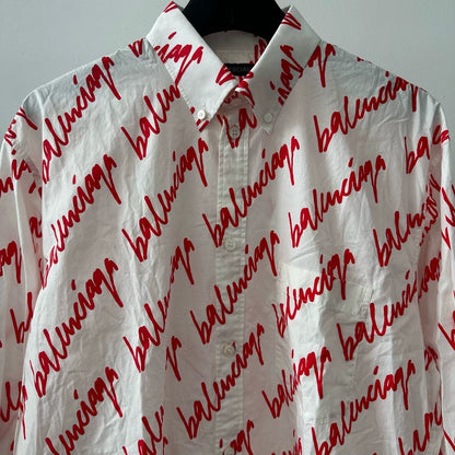 Balenciaga Logo Print Long Sleeve Shirt