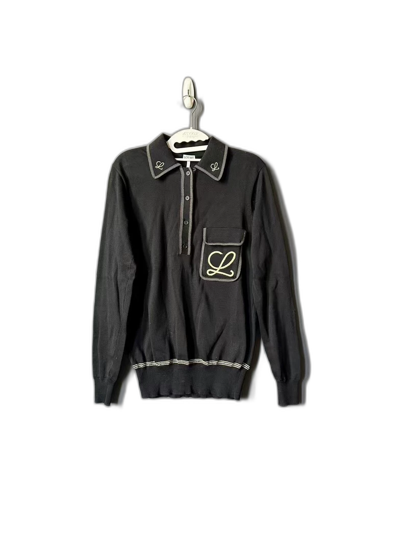 Loewe Black Embroidered Knitwear Long Sleeve Shirt