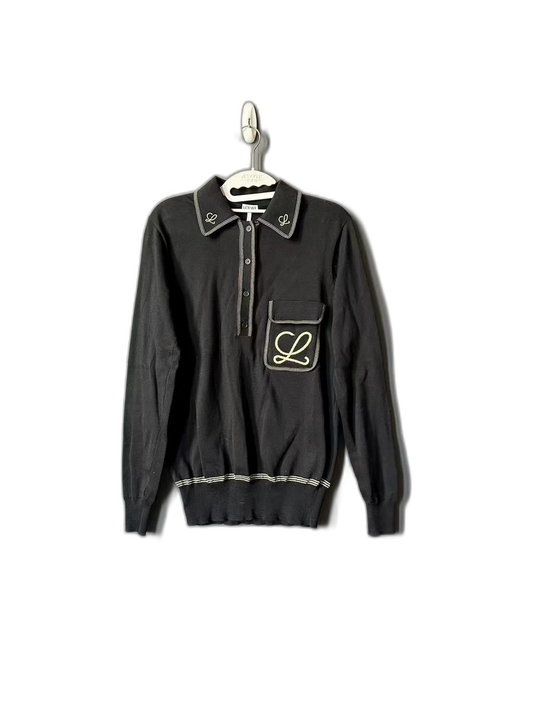 Loewe Black Embroidered Knitwear Long Sleeve Shirt