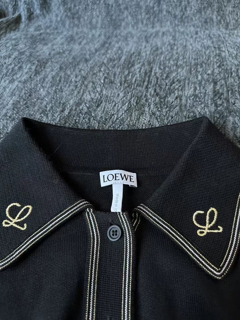 Loewe Black Embroidered Knitwear Long Sleeve Shirt