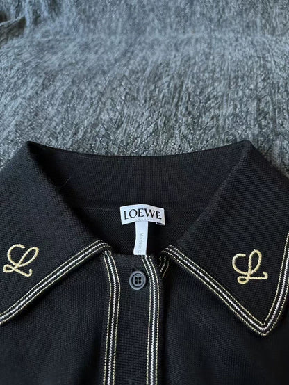 Loewe Black Embroidered Knitwear Long Sleeve Shirt
