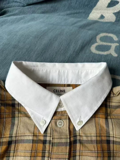 Celine Plaid Button-Up Shirt