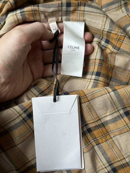 Celine Plaid Button-Up Shirt