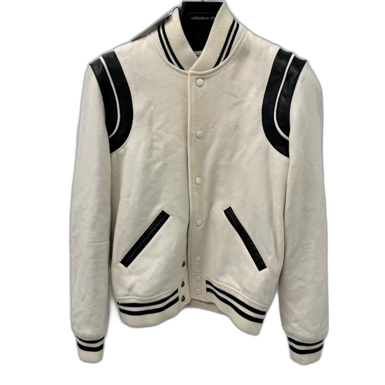 Saint Laurent White Logo Baseball Jacket