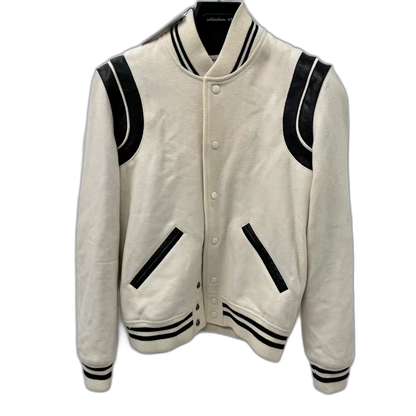 Saint Laurent White Logo Baseball Jacket