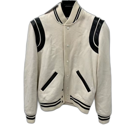 Saint Laurent White Logo Baseball Jacket