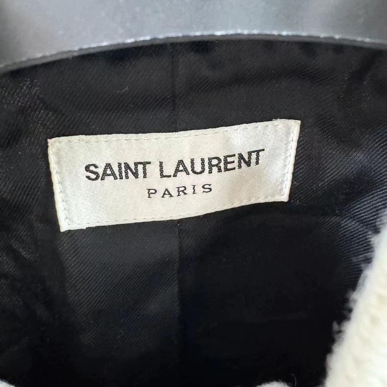 Saint Laurent White Logo Baseball Jacket