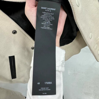 Saint Laurent White Logo Baseball Jacket