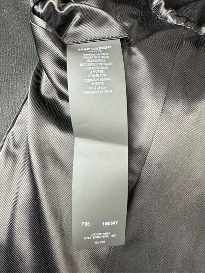 Saint Laurent Double-Breasted Coat with Fur Collar