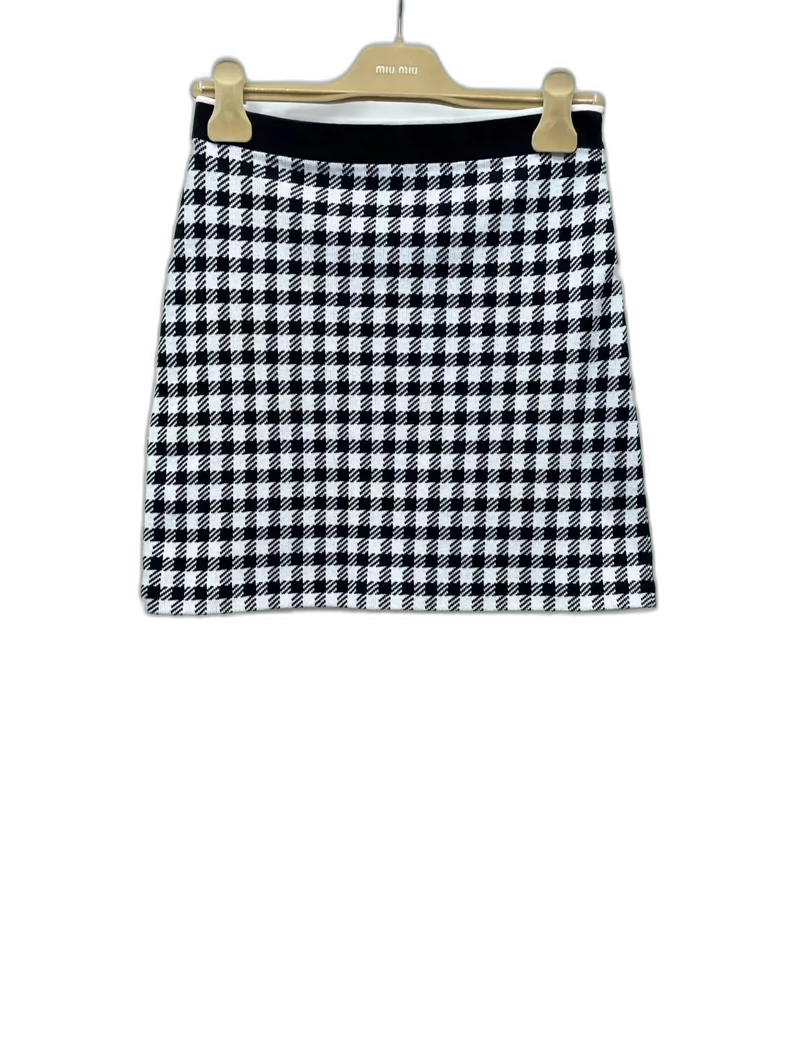 miumiu Black and White Checkered Skirt