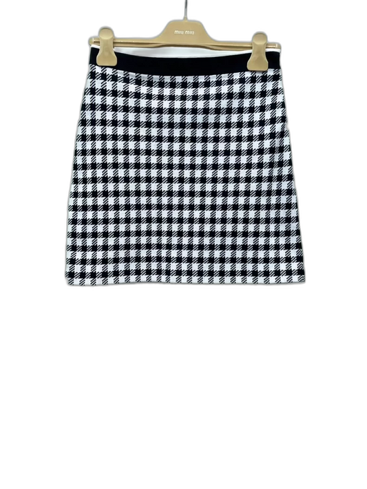 miumiu Black and White Checkered Skirt