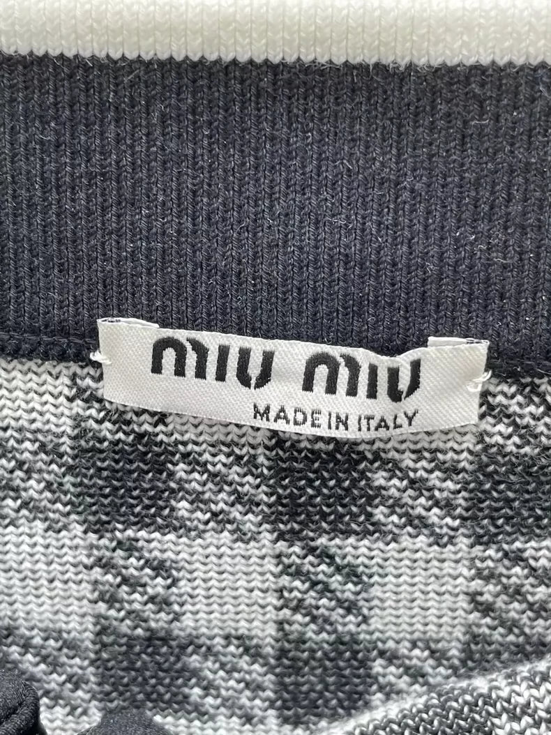 miumiu Black and White Checkered Skirt
