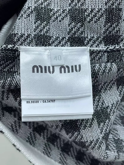 miumiu Black and White Checkered Skirt