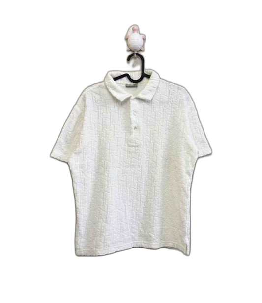 White Dior Logo Short Sleeve Polo Shirt