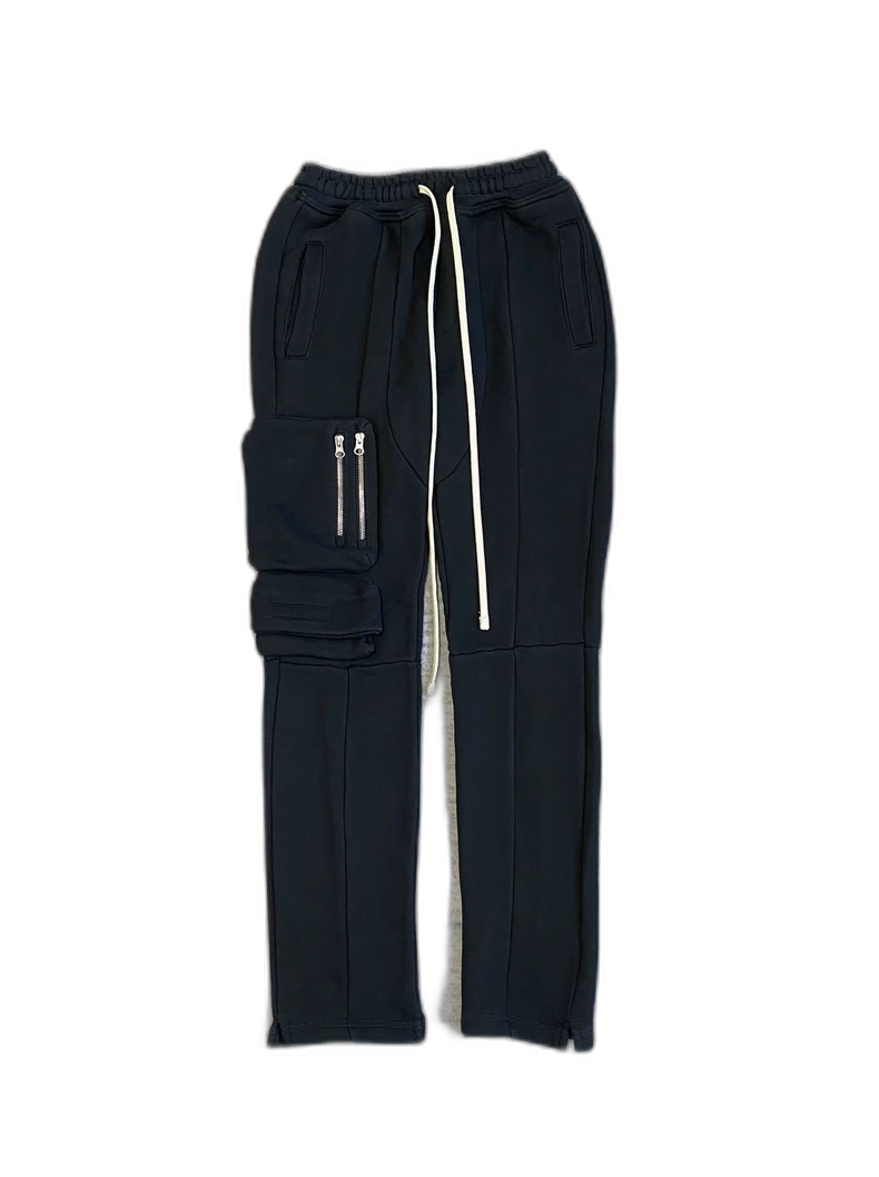 Stylish 3D Pocket Black Cotton Pants-zp