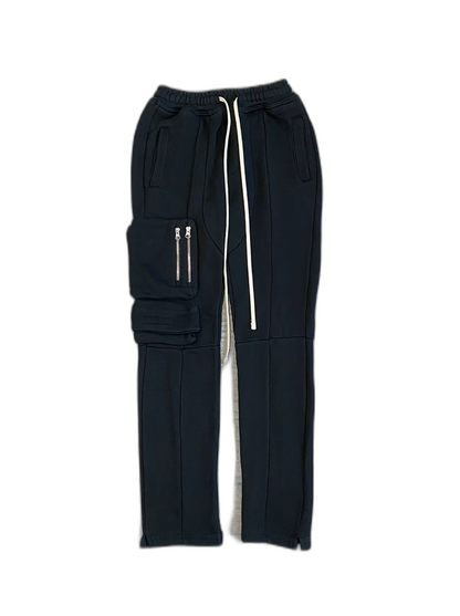 Stylish 3D Pocket Black Cotton Pants-zp