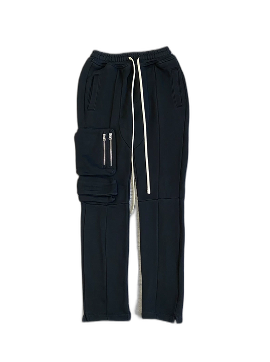 Stylish 3D Pocket Black Cotton Pants-zp