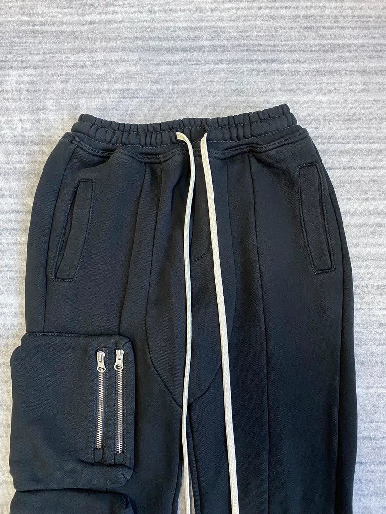 Stylish 3D Pocket Black Cotton Pants-zp