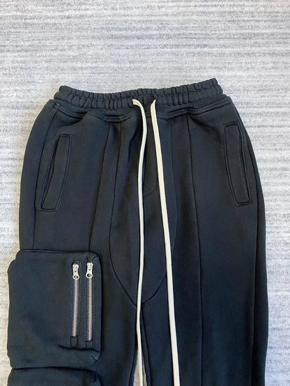 Stylish 3D Pocket Black Cotton Pants-zp