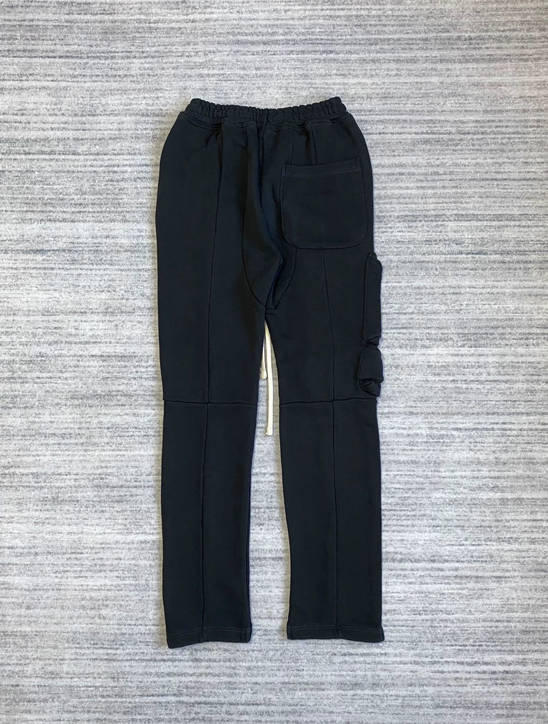 Stylish 3D Pocket Black Cotton Pants-zp