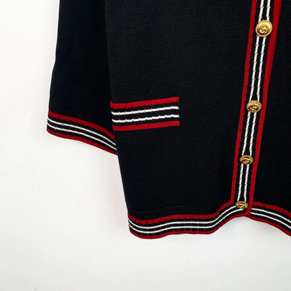 Gucci Black Striped Silk Knit Cardigan