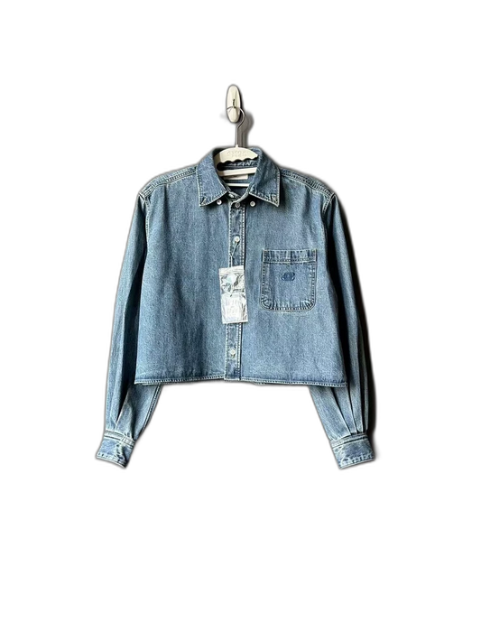 Celine Embroidered Denim Cropped Shirt