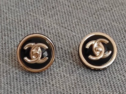 Chanel Round Logo Earrings in Black