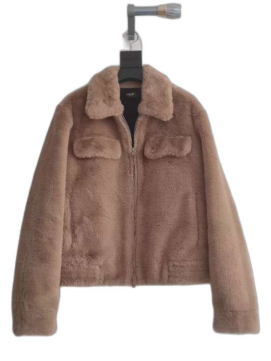 Amiri Brown Fur Collar Jacket