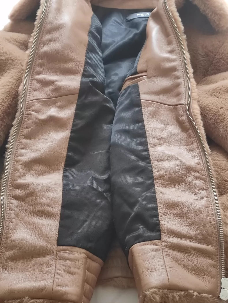 Amiri Brown Fur Collar Jacket
