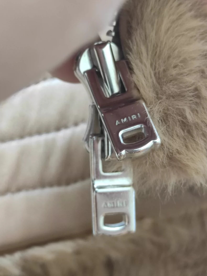 Amiri Brown Fur Collar Jacket