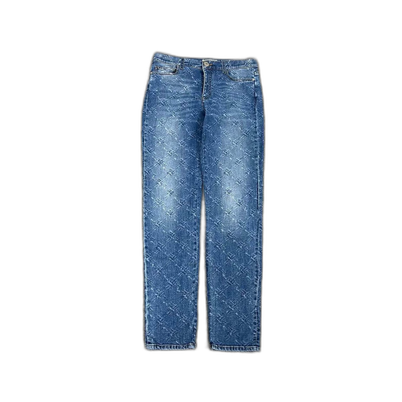 Chanel Denim Jeans with Snowflake Pattern