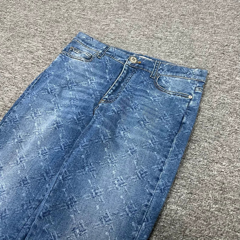 Chanel Denim Jeans with Snowflake Pattern
