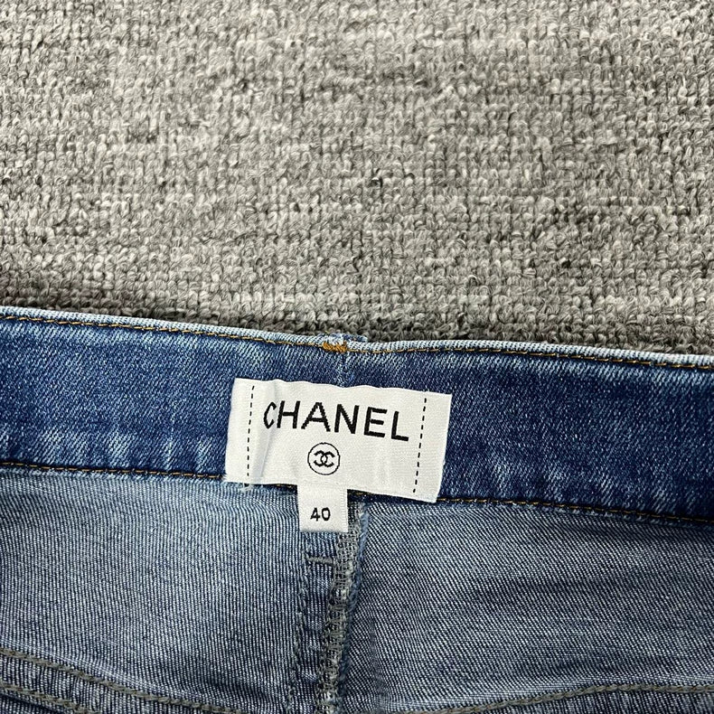 Chanel Denim Jeans with Snowflake Pattern