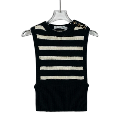 Christian Dior Black Stripe Sleeveless Knit Vest