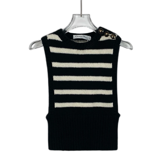 Christian Dior Black Stripe Sleeveless Knit Vest
