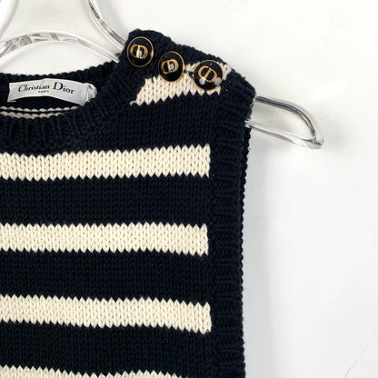 Christian Dior Black Stripe Sleeveless Knit Vest