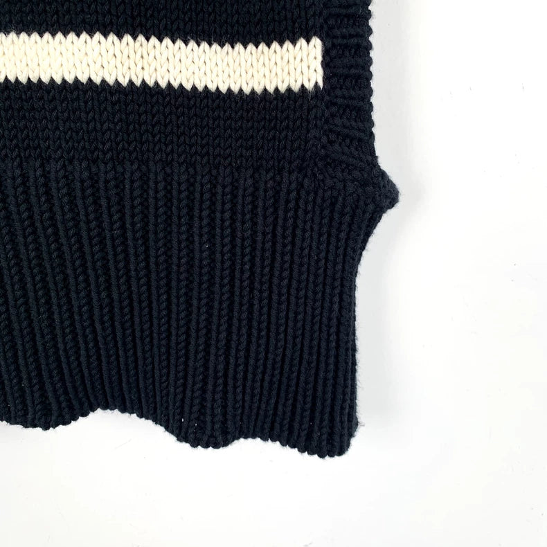 Christian Dior Black Stripe Sleeveless Knit Vest