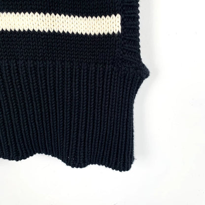 Christian Dior Black Stripe Sleeveless Knit Vest