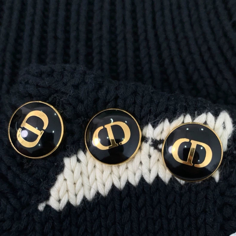 Christian Dior Black Stripe Sleeveless Knit Vest