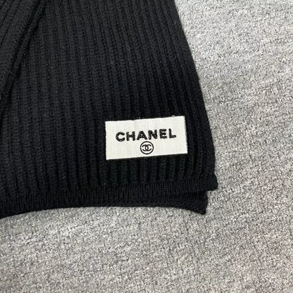 Chanel Black Cashmere Scarf with Sequins