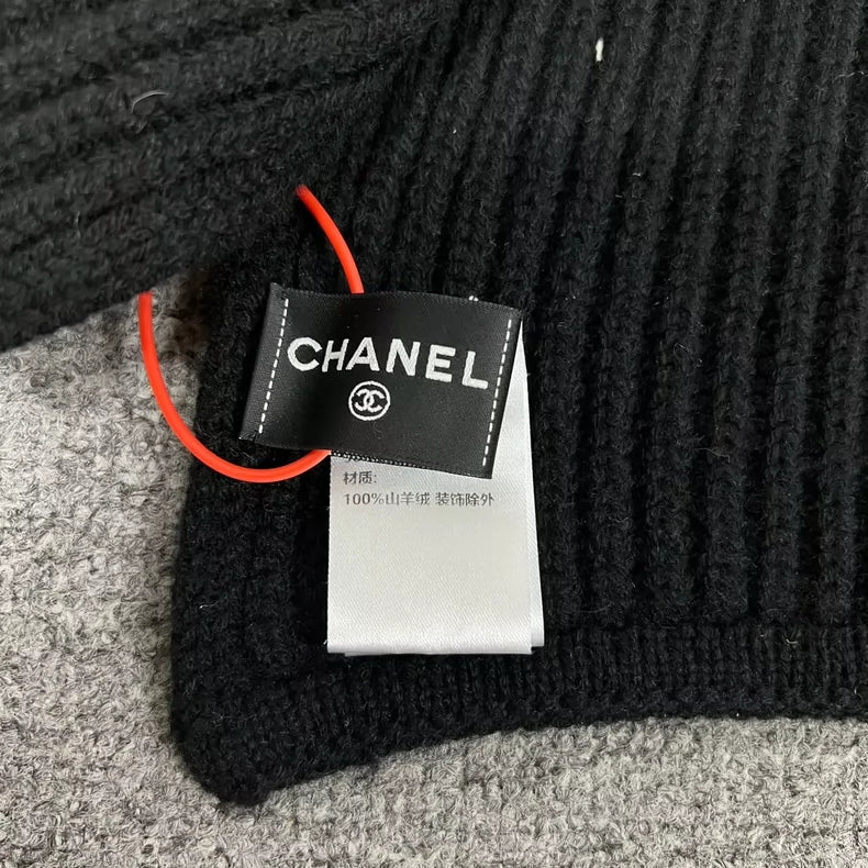 Chanel Black Cashmere Scarf with Sequins