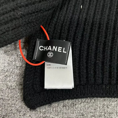Chanel Black Cashmere Scarf with Sequins