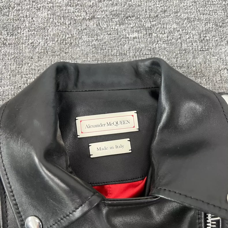 Alexander McQueen Short Leather Biker Jacket