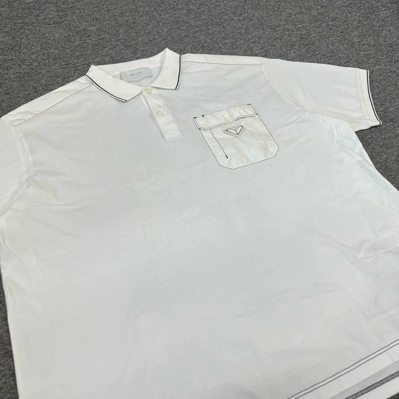 Prada Triangle Logo Short Sleeve Polo