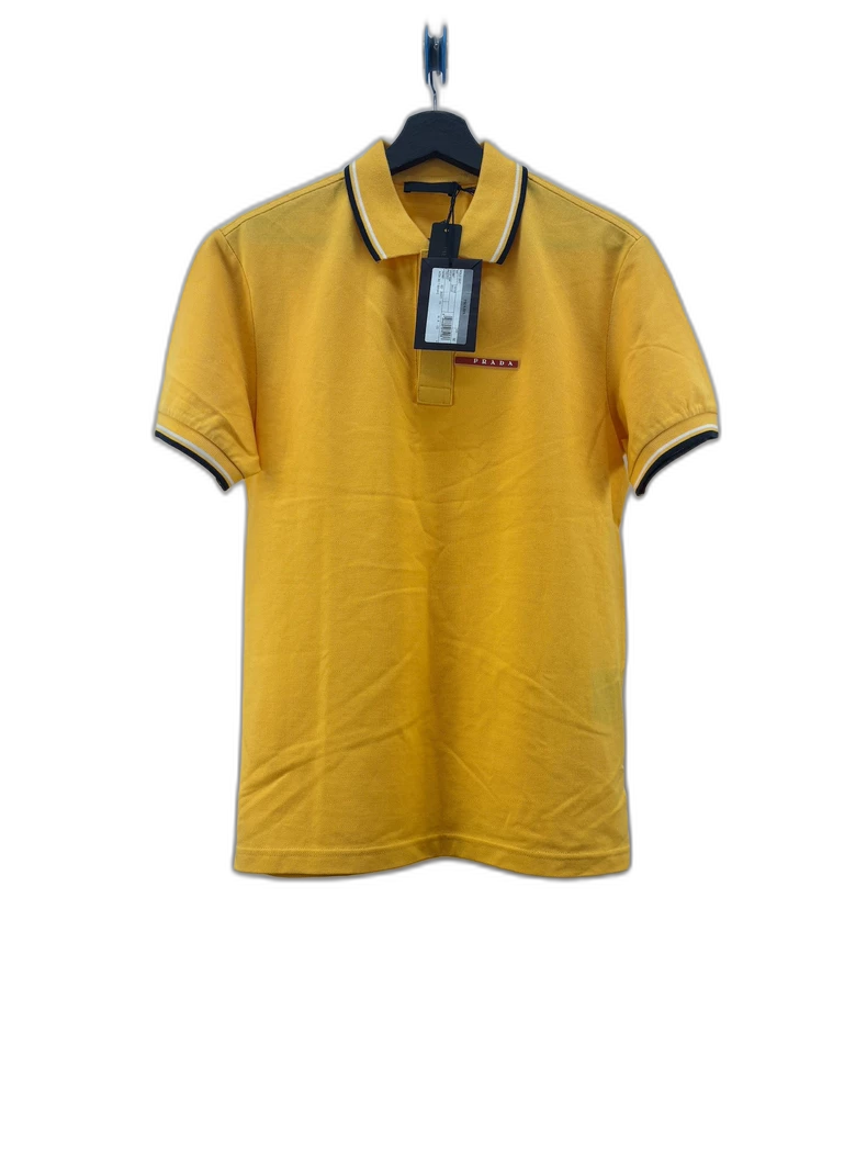 Prada Yellow Short Sleeve Logo Polo Shirt