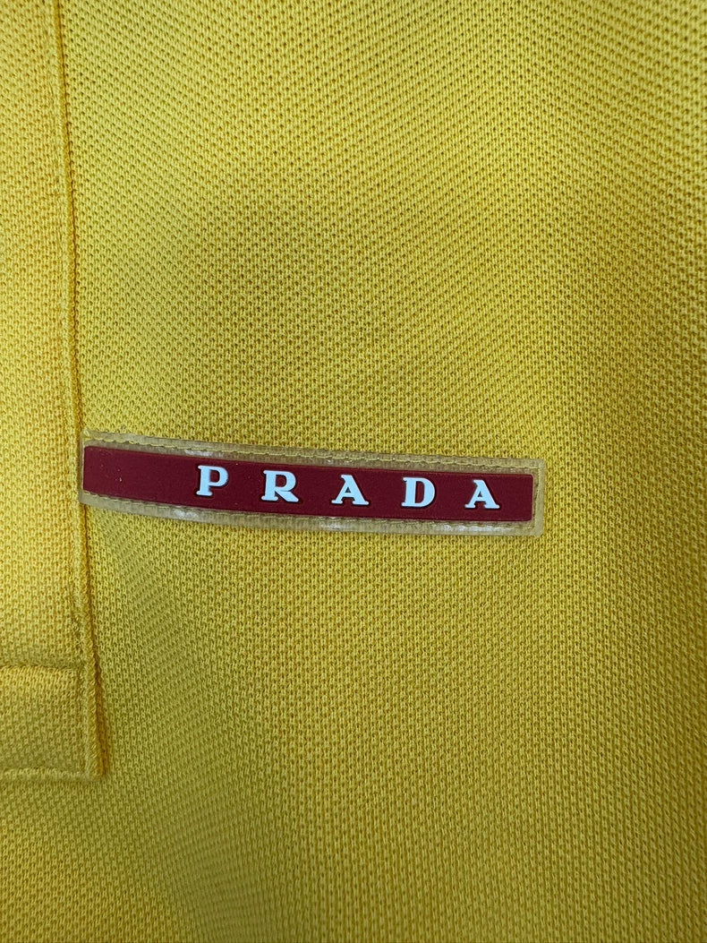 Prada Yellow Short Sleeve Logo Polo Shirt