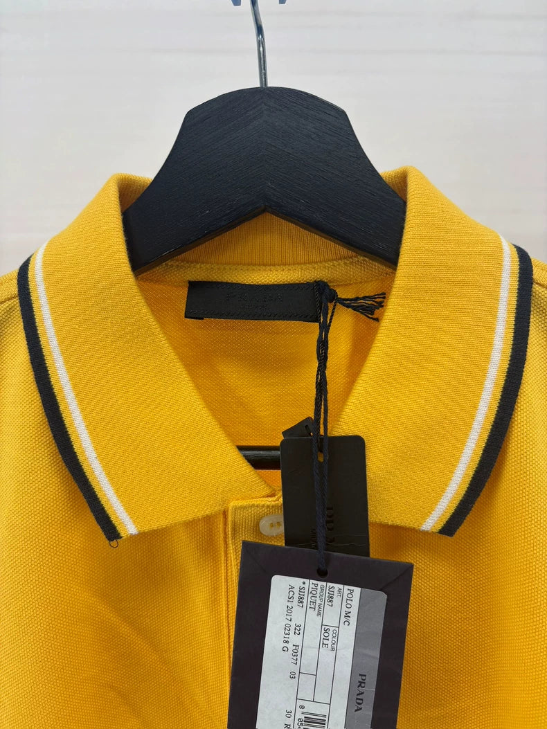 Prada Yellow Short Sleeve Logo Polo Shirt
