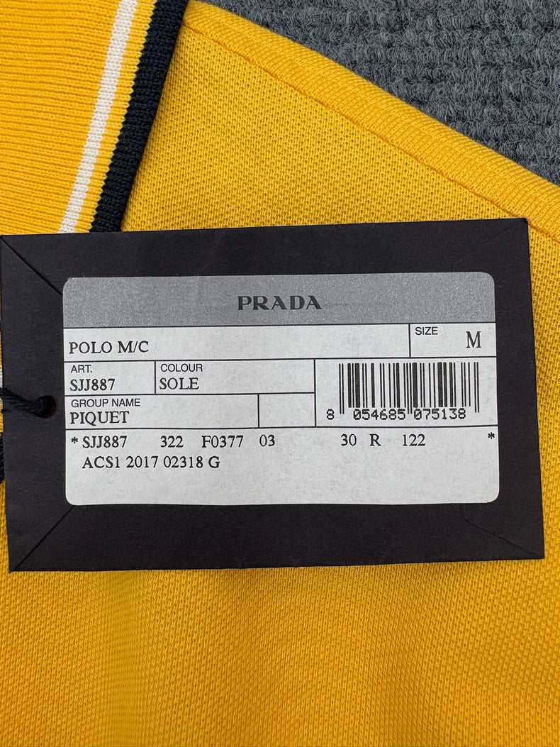 Prada Yellow Short Sleeve Logo Polo Shirt